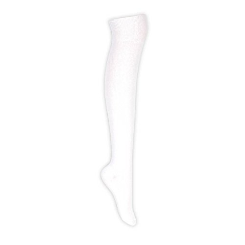 adam & eesa Womens Over the Knee Socks Stretch Thigh High Sizes UK 4-6.5 Fancy Dress Costume[White]