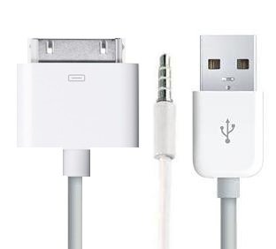 itronik® Audiokabel mit 3,5 mm Klinke + Ladekabel + USB für alle Apple iPod, iPhone, iPad