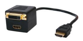 HDMI (male) auf HDMI und DVI (weiblich) Splitter - Premium-Qualität / 24k vergoldet / Audio (HDMI) / video / dvi-d / Adapter / Kabel / Blei