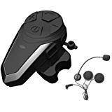 BT-S3 Sistema de Interfono Casco de Moto Bluetooth Intercom Comunicación Auriculares con Micrófono Rider de Motocicleta (Rango 1000M/Reproductor MP3/GPS/Radio FM/Impermeable)-Negro