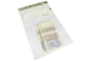 Quick Pack Supplies Ltd - 100 Pack Large Tamper Evident Bank Note Bags (White, LDPE, Rectangular, Snap Closure, Write-on Panel, Sequential Numbered, 180mm x 270mm + 30mm Lip)