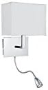Bedroom - Modern Polished Chrome Wall Light with Fabric Shade & LED adjustable Reading Light - Houseoflights