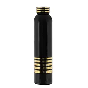 Shopvy Water Bottles with Golden Strips Glossy Black Water Bottle with Golden lining Water Bottle for Fridge, for Home Office Gym School Boy & Girl , Unbreakable plastic water Bottle , Fridge Water Bottle, Gym Water Bottle, BPA Free Water Bottles, Unbreakable Water Bottle