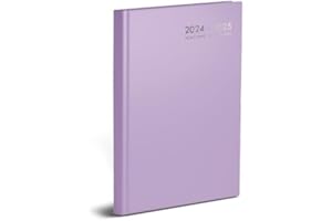 QUICKDRAW Academic Diary 2024-2025 A5 Day A Page Mid Year Classic Hardback Student Planner With Appointment Times Casebound Organiser (Lilac)