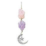 Wulilong Rose Quartz Amethyst Pendant Crystal Car Hanging Ornament Hanging Car Charm Healing Crystal Accessories Crystal Stones Reiki For Meditation Protection (rosecrystal+amethyst)