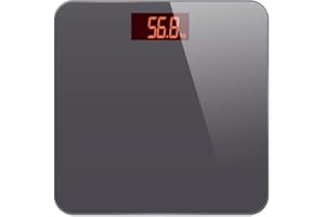 HomeFashion HFitness 28x28cm 180KG Digital Bathroom Scale Weighing Scales For Body Weight LED Display Weight Management Grey