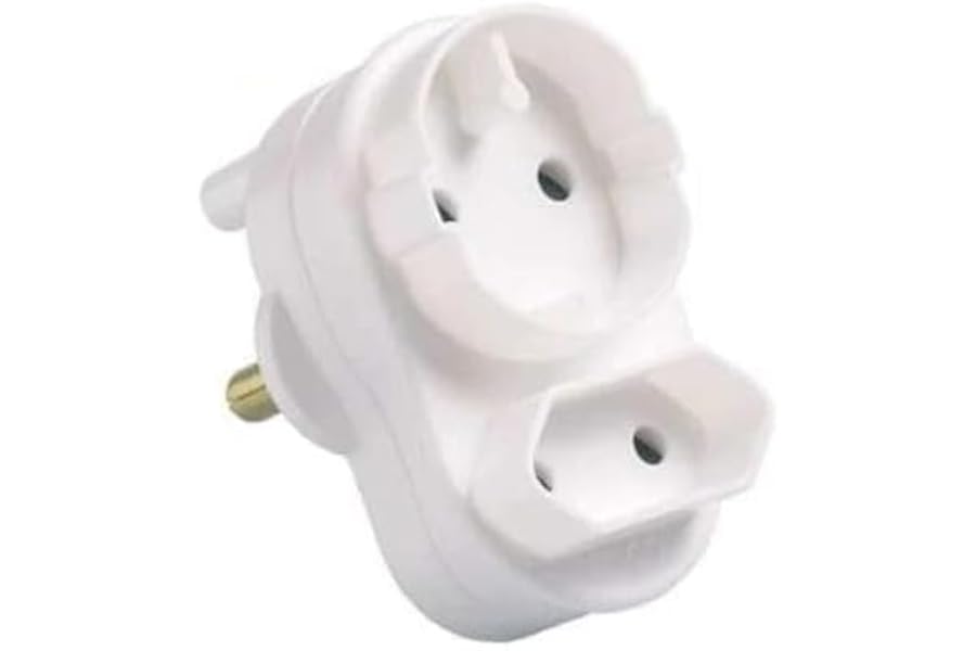 Twin Plug Electrical 2 Way Adaptor, Dual Socket, 2-Pin Compatibility, Compact, White, South African Standard