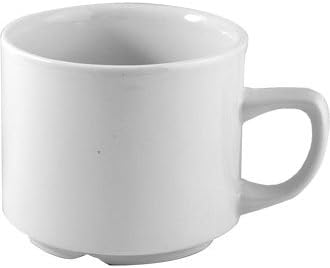 Nextday Catering P740 Plain Whiteware Stacking Maple Tea Cup, 7 oz. (Pack of 24)