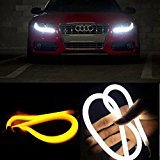 AGPtek 2 Packs blanca ámbar estilo tubo Switchback Headlight LED Strip DRL 12 V