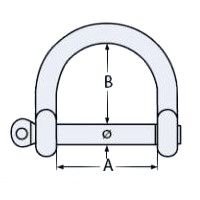 Edelstahl Schäkel weite Form ø 6 mm, A4 AISI 316 - 2