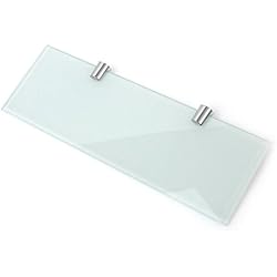 Blanc 6 mm étagère en verre avec deux supports de finition chromée 300 mm x 100 mm de sécurité trempé