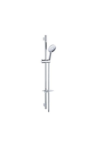 Grünblatt Brausestangeset Round, Brausestange 90 cm, Schlauch 150 cm, 3-Strahlarten Handbrause 120 mm