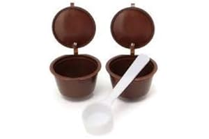 HOBBYTECH Capsule rechargeable réutilisable Dolce Gusto 2 pièces, pour machine à café avec cuillère en plastique…