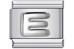 MON & SONS M&S A-Z Silver Embossed Letter Initial Name Tag Alphabet Personalised Birthday Mother Daughter Women 9mm Italian Link Charm Compatible With Nomination Bracelet