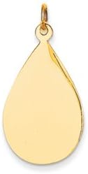 14k Plain .018 Gauge Engravable Raindrop Disc Charm by UKGems