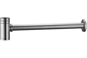 MICE COLLECTION Sifón Desagüe visto de lavabo o bidé Accesorios para Baño Niquel Cepillado/Visto Redondo)