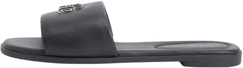 Tommy Hilfiger Donna Sandali Logo Hardware Mule in Pelle, Nero (Black), 40