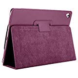 FAN SONG Funda para iPad Air/Air 2/Pro 9.7, Funda de PU Cuero Magnetica Litchi con función de Atril y Auto Reposo/Activación para Apple iPad 2018/2017(Púrpura)