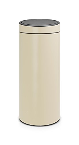 Brabantia 115042 Touch Bin New mit herausnehmbaren Kunststoffeinsatz, 30 L, Edelstahl, almond, 32.8 x 32.8 cm