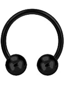 Karisma Hufeisen Piercing Edelsathl Schwarz Lippe mit Kugel 3mm Intim BK-bcbn.1,2mm