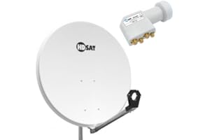 Pack HDSAT Parabole Satellite Acier 80cm + LNB Quad Universel 0,1dB