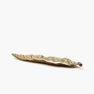Jaipur Market Gold Pinnate Leaf Platter Home Decor Showpiece
