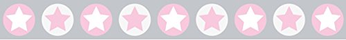 lovely label Bordüre selbstklebend STERNE GRAU/ROSA – Wandbordüre Kinderzimmer / Babyzimmer mit Sternen in versch. Farben – Wandtattoo Schlafzimmer Mädchen & Junge, Wanddeko Baby / Kinder - 3