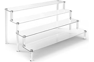 Gonice Acrylic Clear Display Riser for figures , 4 Tiers Display Riser Cupcake Stand for Funko POP Collections Perfume Cosmetic Organizer Desserts Holder (4T-1Pack)