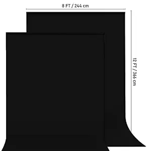 EnticingMuch Backdrop Photo Light Studio Photography Background Sheet (8 x 12 Ft) (Black) (Pack of 2)