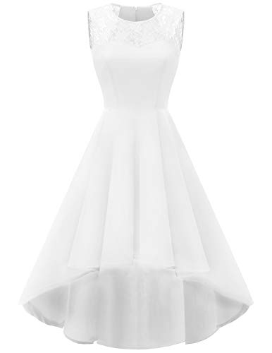 HomRain Women's Vintage Lace Collar Sleeveless Hi-Lo Cocktail Evening Swing Dress Wedding Bridesmaid Dress