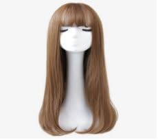 Wig Long curly hair Big wave Thin air bangs-F