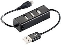 PEARL USB-2.0-Hub mit 3 USB-Typ-A-Ports und Micro-USB-Ladekabel - 2