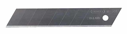 Stanley Abbrechklingen 18 mm, gerade Schneide, 0,55mm Schneidstärke, 110mm Klingenlänge, 10 Stück im Spender, 0-11-301 - 5