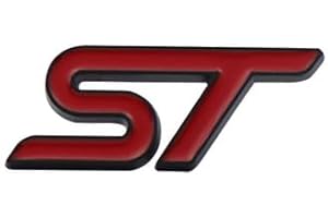 AUTOZOCO ST-Line-Lenkrad-Emblem passend für Ford Rot Silber (Rot-Schwarz)