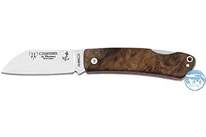 CUDEMAN ALBACETE Navaja Cudeman La Marinera 386-G con hoja de acero Böhler N690-Co de 7 cm y empuñadura de nogal con separador rojo de 9,5 cm para Caza, Pesca, Supervivencia y bushcraft + Portabotellas Regalo