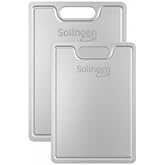 Solingen Paslanmaz &Ccedil;elik Kesim Panosu, G&uuml;m&uuml;ş, 2'li Set, 230x340mm ve 200x300mm