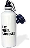 Liandun Eat Sleep Lacrosse-Gifts for Sport Enthusiasts Lax Crosse Black Text Sports Water Bottle, 21oz, White