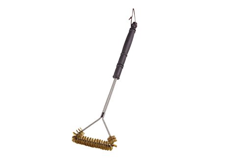 Santos dreiseitige Grillbürste 55 cm aus Messing für Gusseisen- und Edelstahlrost - Profi Bürste für Grillrost auf Gas- und Kohlegrills Reinigungswerkzeug