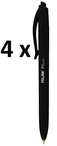 PACK 4 BOLIGRAFOS MILAN PT1 TOUCH NEGROS