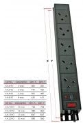 12 Way Neon Surge Protected Vertical Angled Left Rack Mount PDU - IEC C14