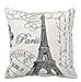 Produktbild vintage cap Paris Eiffel Tower Stamp Square Custom Throw Pillow Case, 18"x 18"-inch