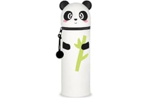 QRKPVHD Trousse Ecole 2 en 1 en Silicone Souple Kawaii - Porte-Plume, Fermeture Eclair en Silicone, Pochette de Stylo, Étui pour Fournitures Scolaires de Grande capacité, Bambus-Panda
