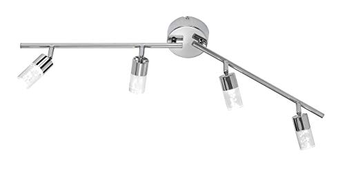 Action vigas, 4-lámpara de aluminio 4 x LED/5 W, 9 x 18, 5 x 90 cm, 3000 K, 400 lm, eficiencia energética de clase a vigas +, 4-lámpara de techo Cristal acrílico con decoración burbujas, cromo 751604010000