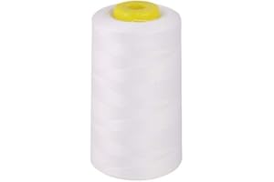 MARENT Overlocking Sewing Machine Polyester Thread x Four 5000 Yards Cones White Black Natural Cream (White)