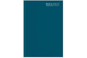 SHINEONE 2024-2025 Bright Academic Hardback A5 Day to Page Diary Mid Year School teacher, Planner Year Organizer Lined Dairies (Teal Blue)