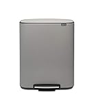 Brabantia - 211485 - Poubelle à pédale Bo, avec 2 seaux intérieurs, 2 x 30L - Mineral Concrete Grey