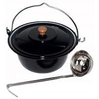 troph-e-shop Set Gulaschkessel Gulaschtopf 10 Liter Emaille + Deckel + Schöpflöffel Hordentopf Suppentopf