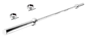 Aurion Solid Chrome 5 FEET 23 mm Thickness Barbell Bar Standard Straight Weight Bar with 2 Locks (6 FEET