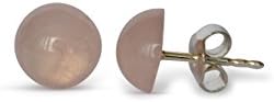 Rose quartz stud earrings, natural, flat round, 10mm, 925 silver