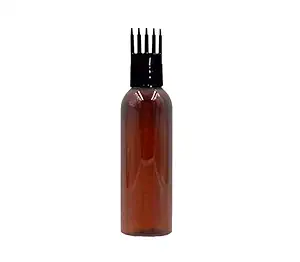 Bscly Empty Amber Bottle with Black Comb Applicator Cap, Multipurpose Refillable Portable Container for Applying of Hair Oils,Medicated Oil Directly on Hair Root 100Ml